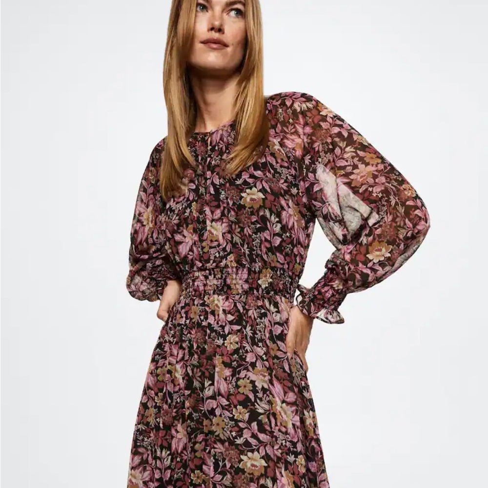 Mango floral flowy midi dress (S/4)